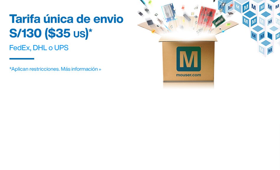 Tarifa única de envio S/130 ($35 US)*. FedEx, DHL o UPS. *Aplican restricciones. Más información.
