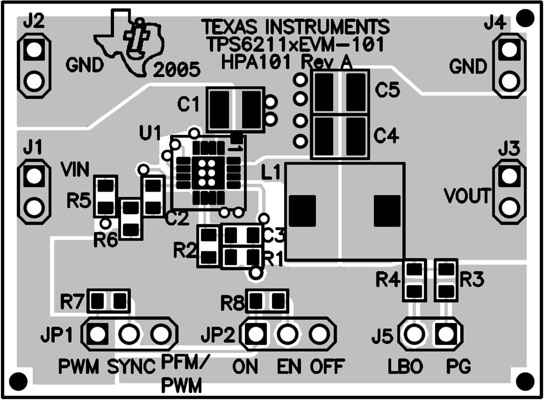 Mechanical Drawing - Texas Instruments TPS62110EVM-101 Evaluation Module (EVM)