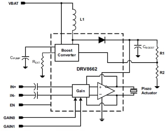 Block Diagram - Texas Instruments DRV8662 Piezo Haptic Driver