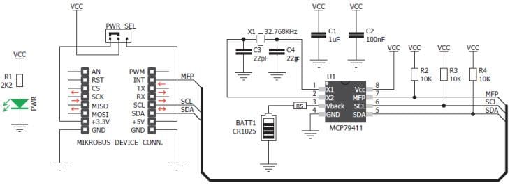 Schematic - Mikroe MIKROE-2063 RTC6 click
