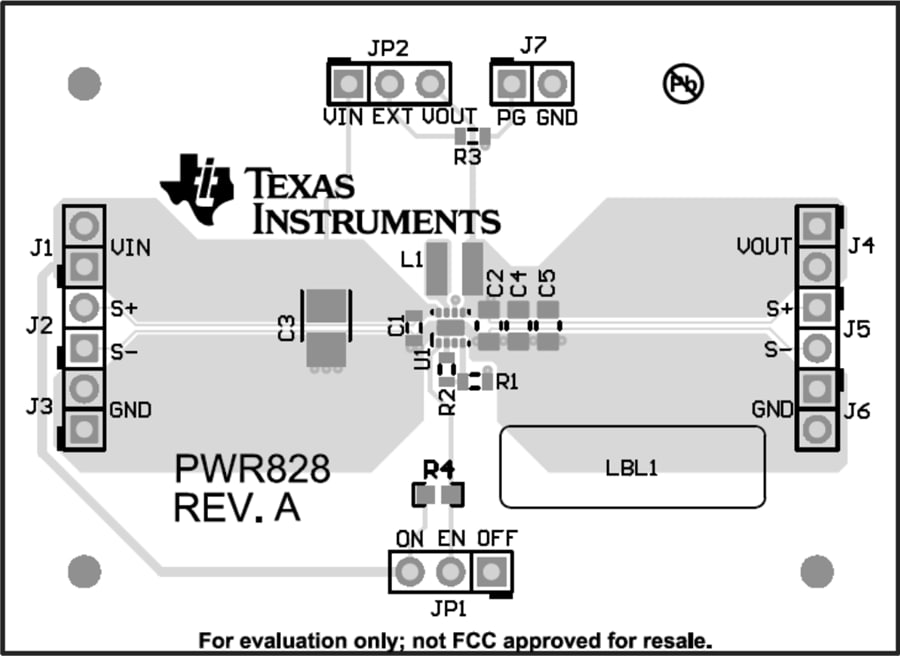 Mechanical Drawing - Texas Instruments TLV62084EVM-828/TLV62084AEVM-828 EVMs