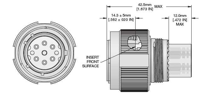 Mechanical Drawing - Amphenol Fiber Systems International ARINC 801 Cylindrical Fiber Optic Connectors Mechanical Drawing - Amphenol Fiber Systems International ARINC 801 Cylindrical Fiber Optic Connectors