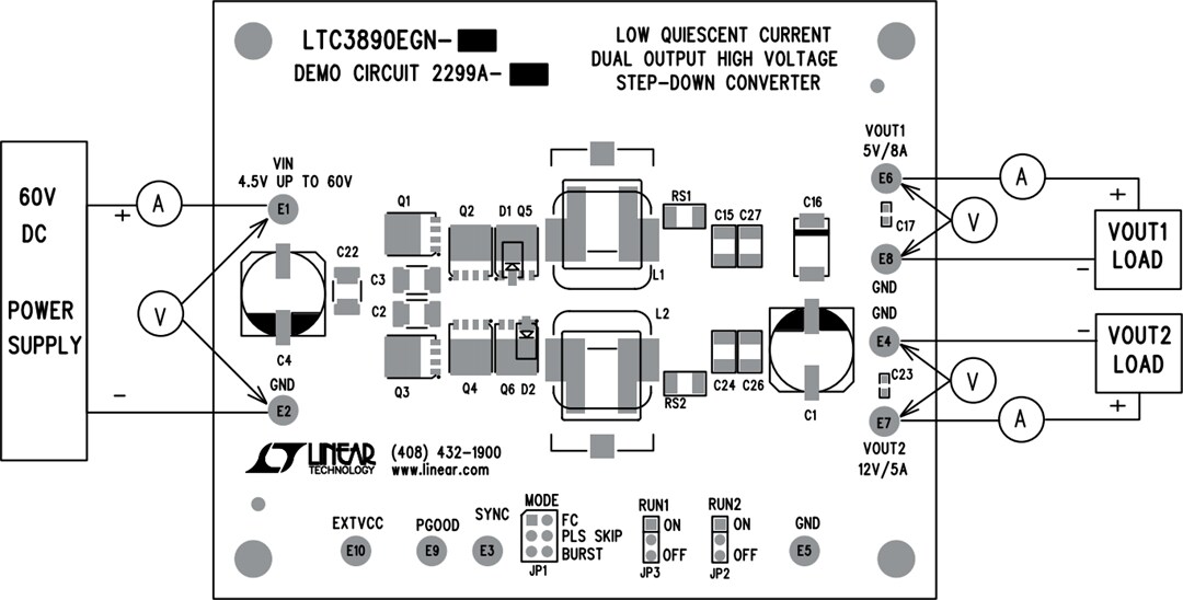 Mechanical Drawing - Analog Devices Inc. LTC3890EGN Demo Board DC2299A