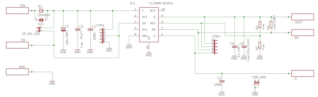 Schematic - Infineon Technologies TLS805D1LDV50 Demo Board
