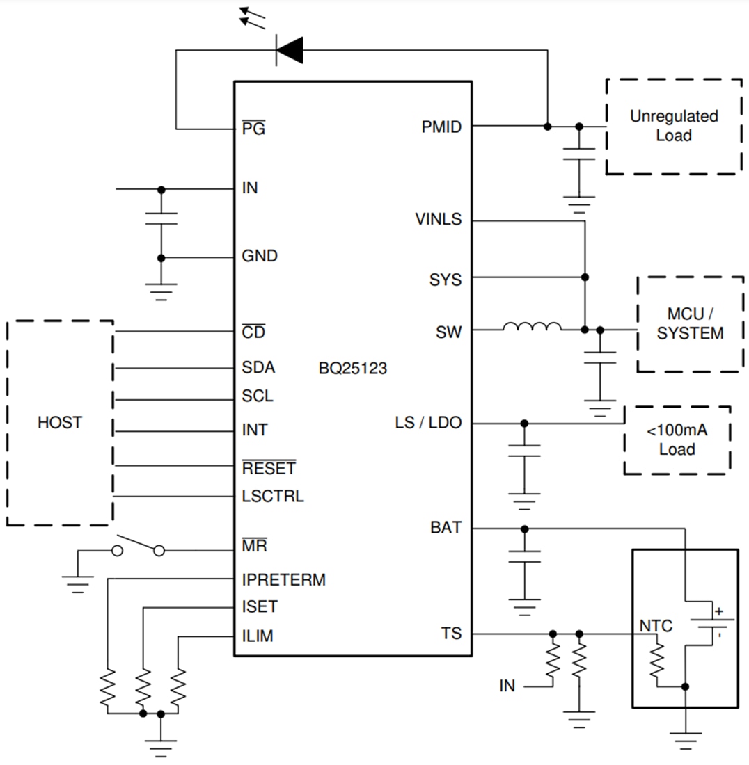 Schematic - Texas Instruments bq25123 Battery Charge Management Solution