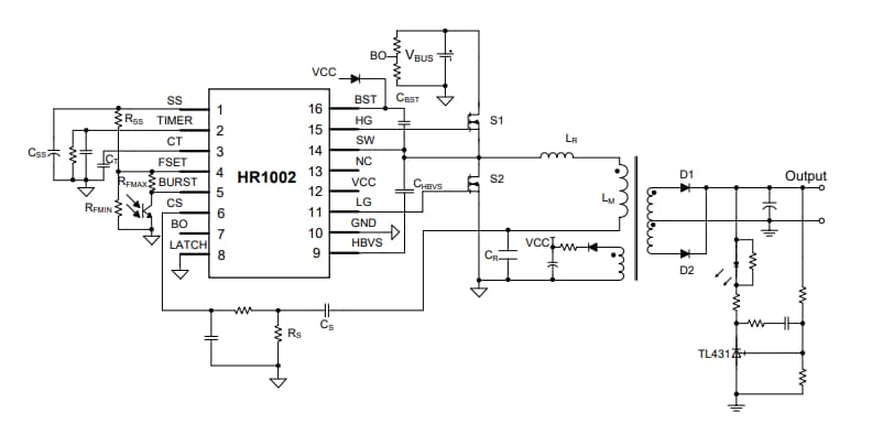 Application Circuit Diagram - Monolithic Power Systems (MPS) HR1002 LLC Controller