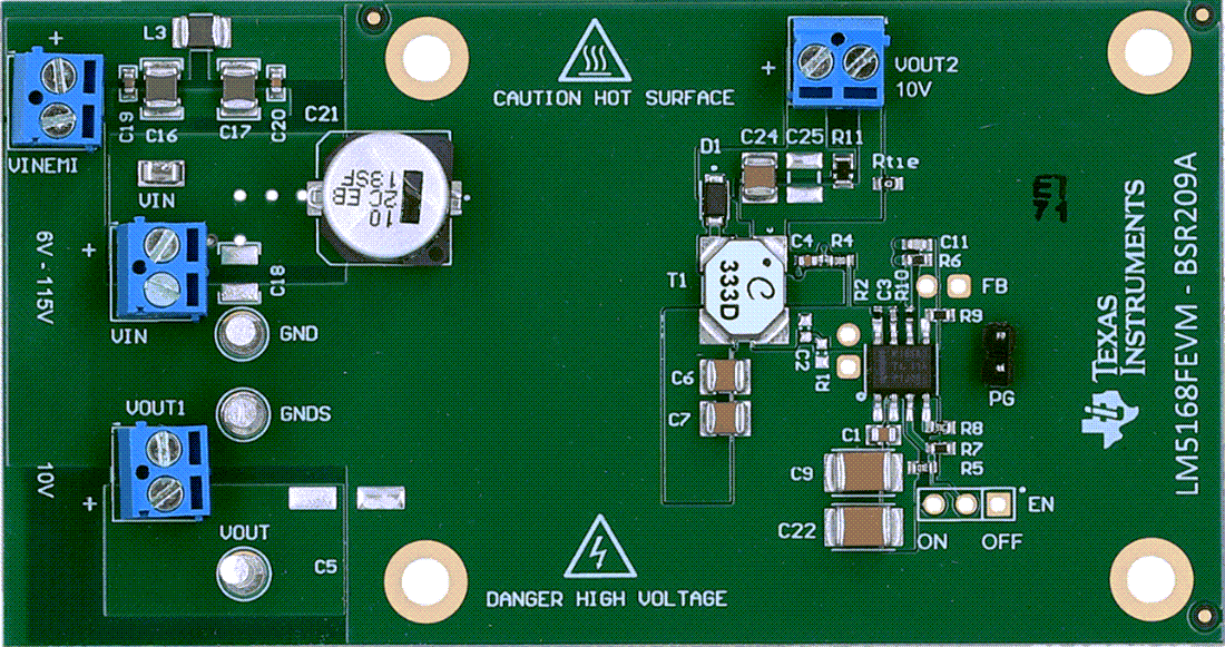 Mechanical Drawing - Texas Instruments LM5168FEVM Converter Evaluation Module (EVM) Mechanical Drawing - Texas Instruments LM5168FEVM Converter Evaluation Module (EVM)