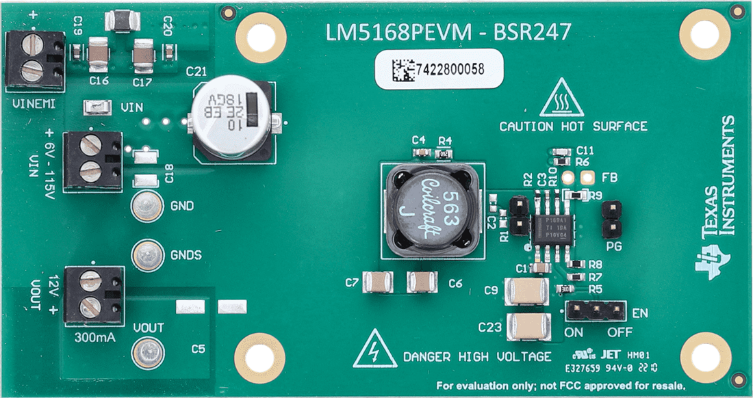 Mechanical Drawing - Texas Instruments LM5168PEVM Regulator Evaluation Module (EVM)