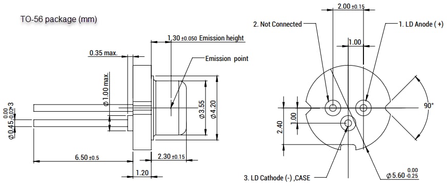Mechanical Drawing - Coherent ST905A13 Laser Diode