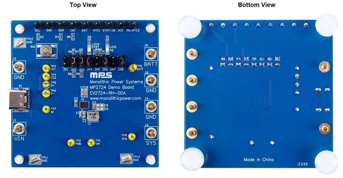 Mechanical Drawing - Monolithic Power Systems (MPS) EV2724-RH-00A Buck Charger Evaluation Board