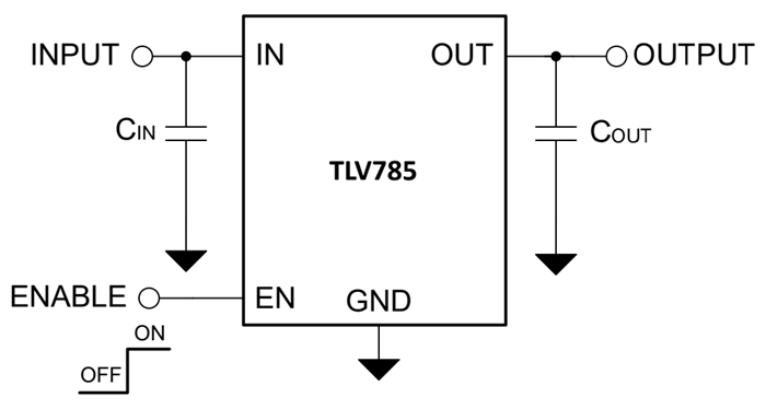 Application Circuit Diagram - Texas Instruments TLV785 High-PSRR LDO Linear Regulator