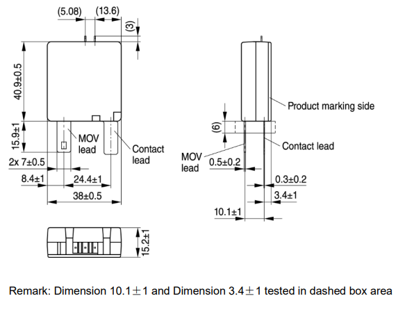Mechanical Drawing - EPCOS / TDK MT40 Thermofuse Varistors Mechanical Drawing - EPCOS / TDK MT40 Thermofuse Varistors