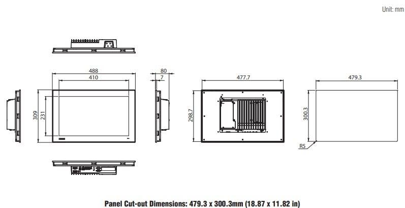 Mechanical Drawing - Advantech SPC-618WE RPL IECEx/ATEX-Certified Panel PCs