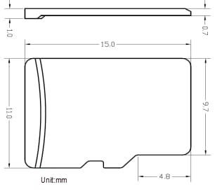 Mechanical Drawing - Swissbit S-52u Industrial microSDHC/SDXC Memory Cards