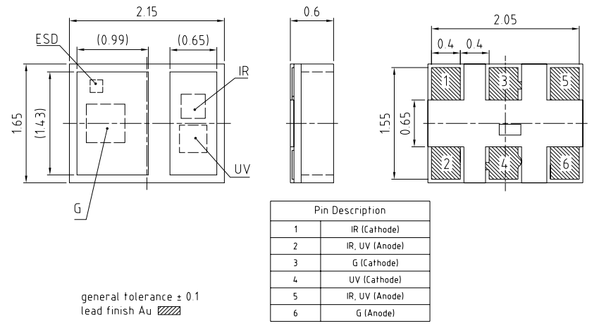 Mechanical Drawing - ams OSRAM SFH 7019 3-in-1 Multi-Chip LED