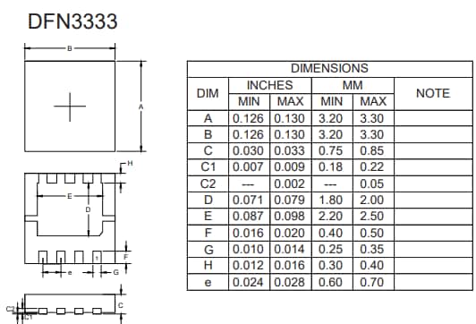Mechanical Drawing - Micro Commercial Components (MCC) MCG085P10 Power MOSFET