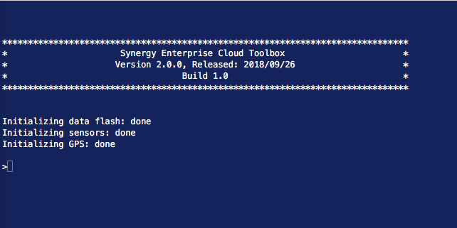 Once the terminal settings are applied for your serial terminal program, a firmware startup banner should appear.